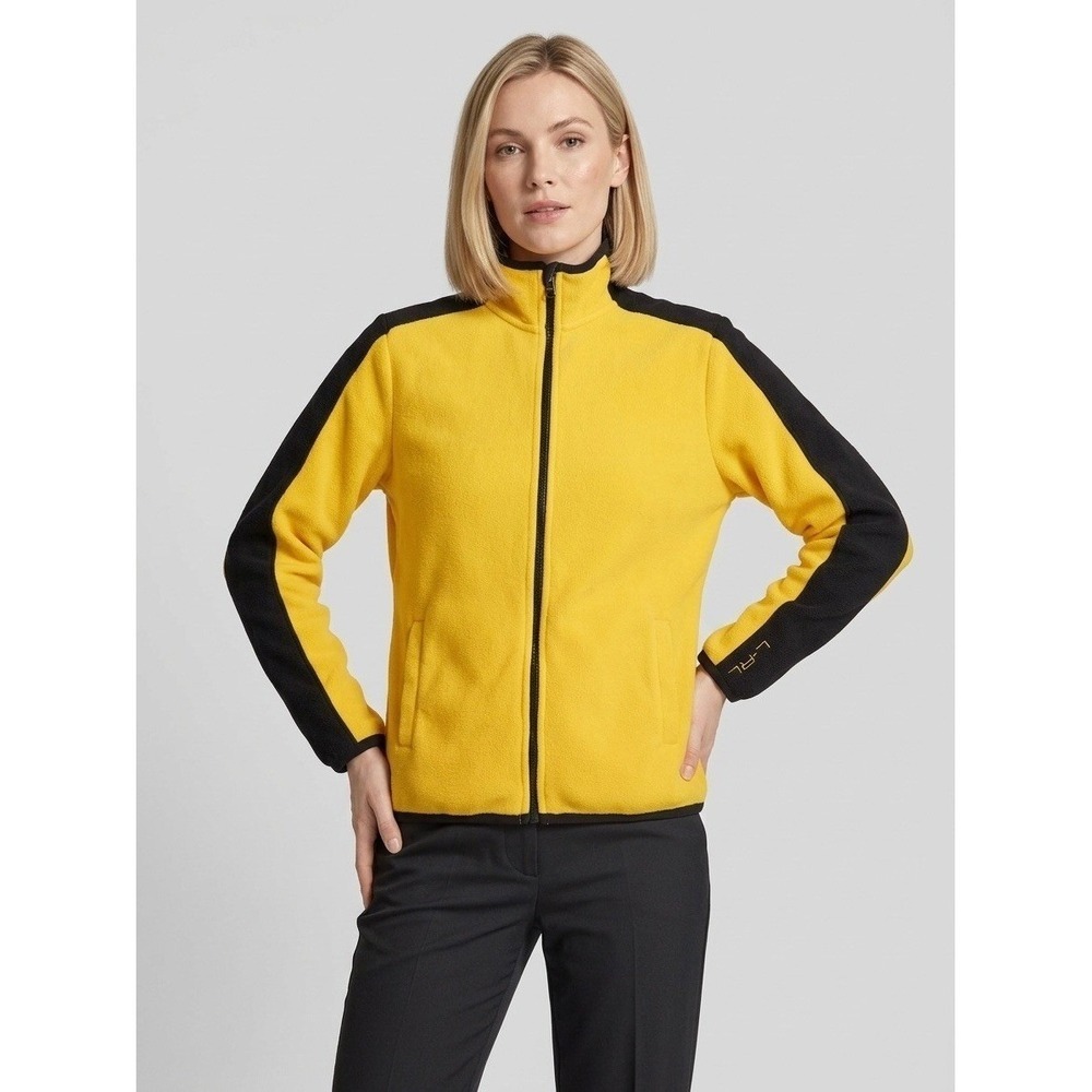 Lauren Active Ralph Lauren Yellow Black Fleece Full Zip Jacket Mock Neck Medium
